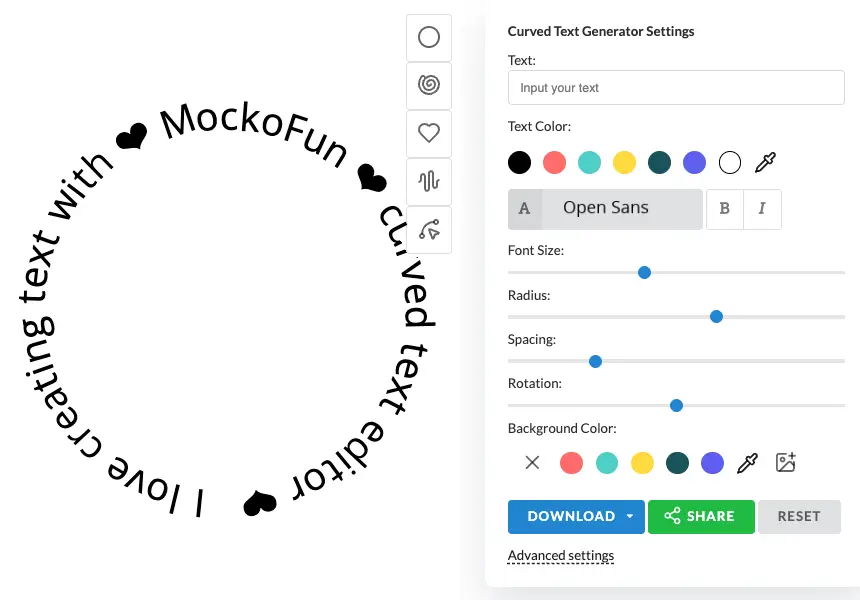 Simple Curved Text Generator