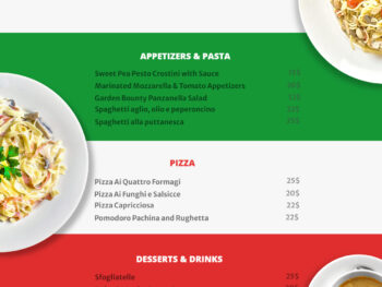 Italian menu template