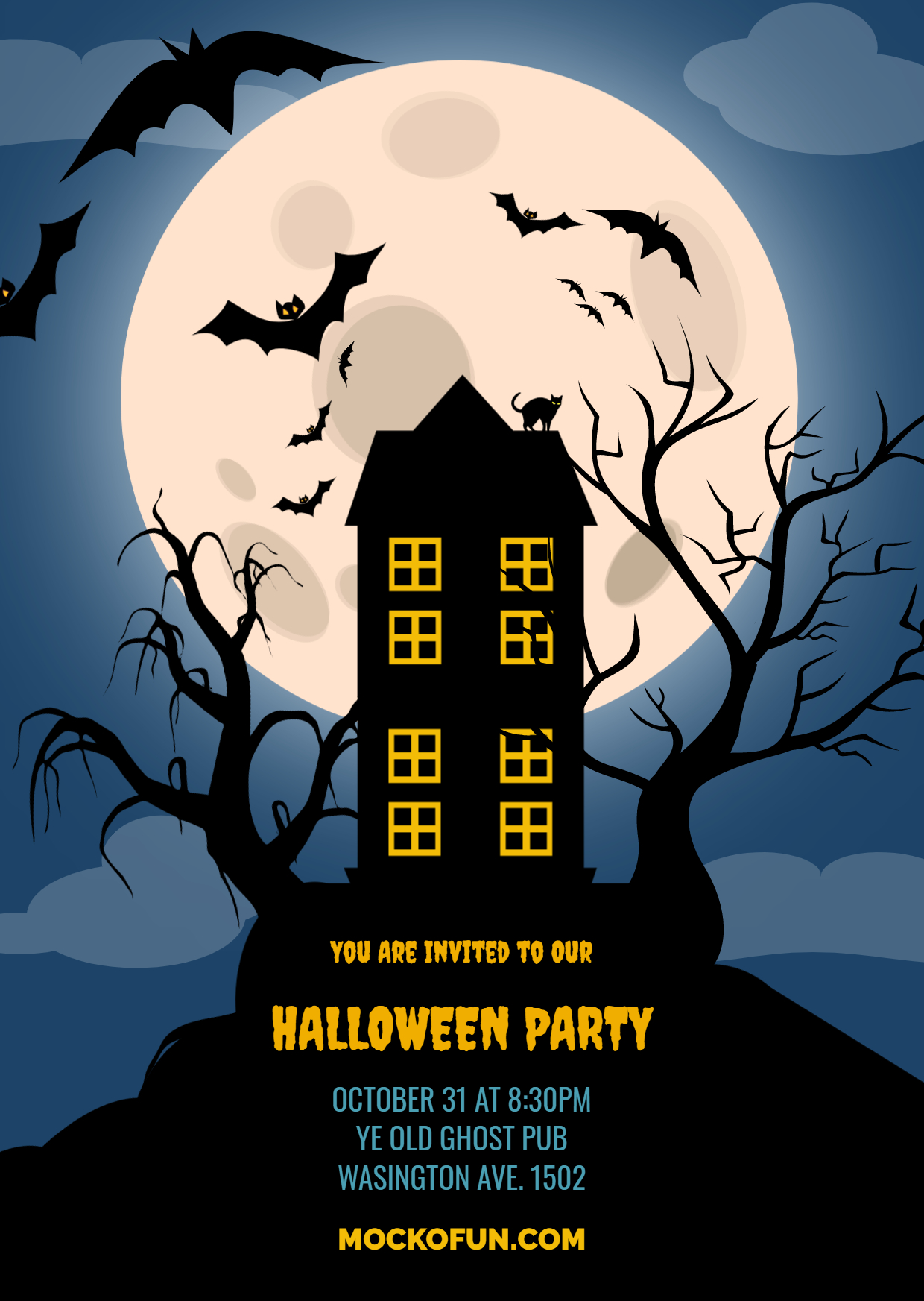 Spooky House Halloween Poster Design - MockoFUN