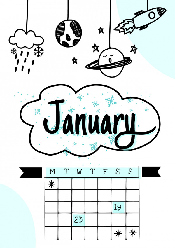 January Bullet Journal Cover Page