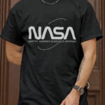 NASA LOGO T SHIRT WHITE ON BLACK