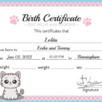 Cat Birth Certificate