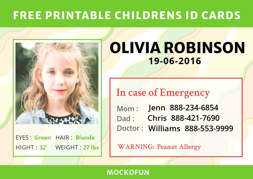  Child Id Card MockoFUN