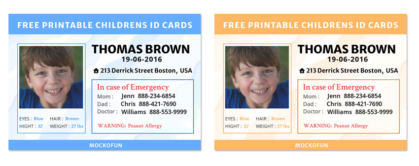  Child Id Card MockoFUN