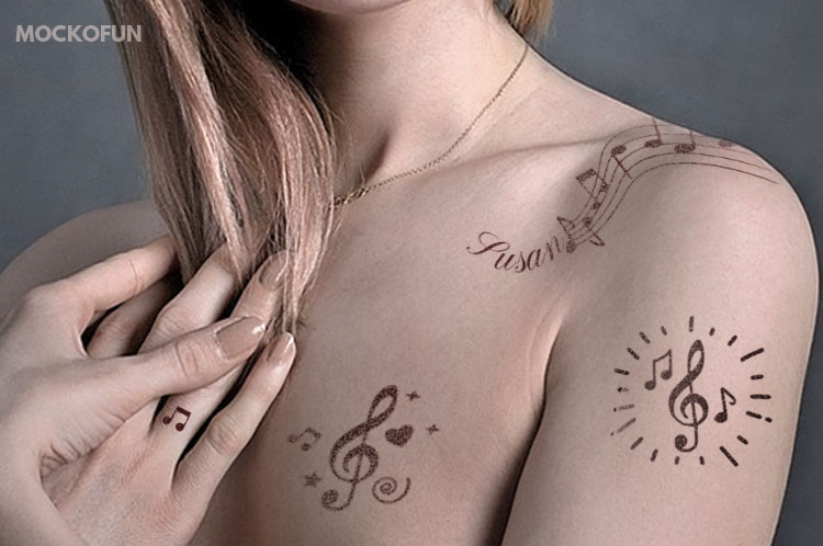 Music Note Symbol Temporary Fake Tattoo Sticker set of 2 - Etsy