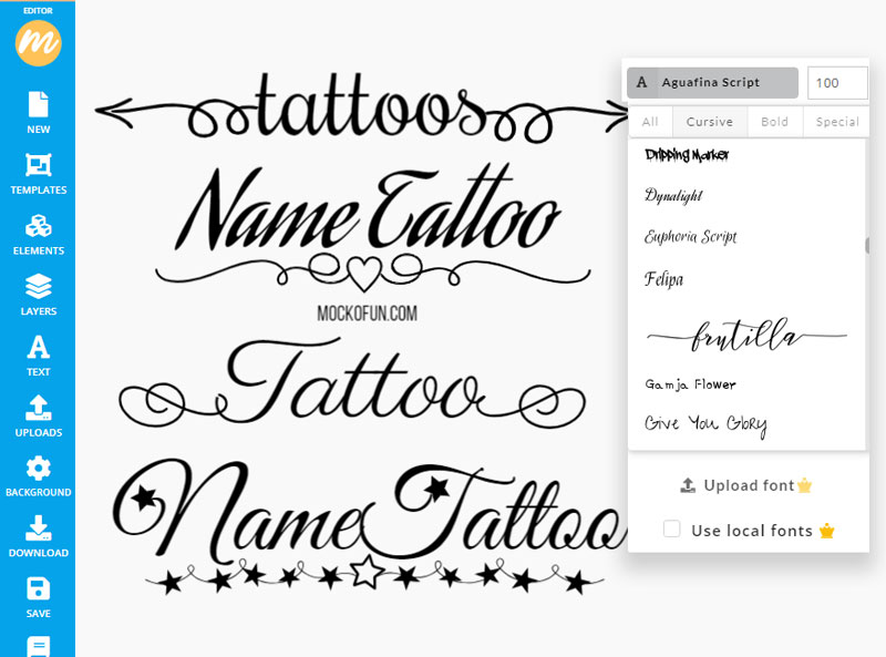 names tattoo generator