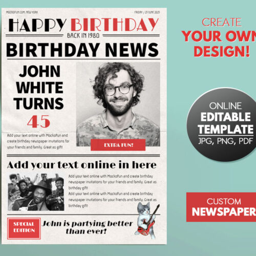 Birthday Newspaper Template - MockoFUN