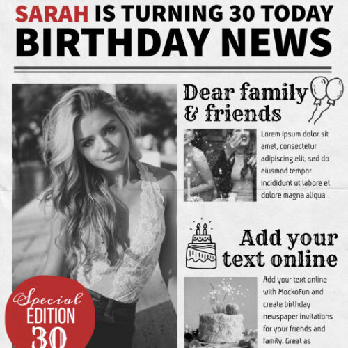 Birthday Newspaper Template - MockoFUN