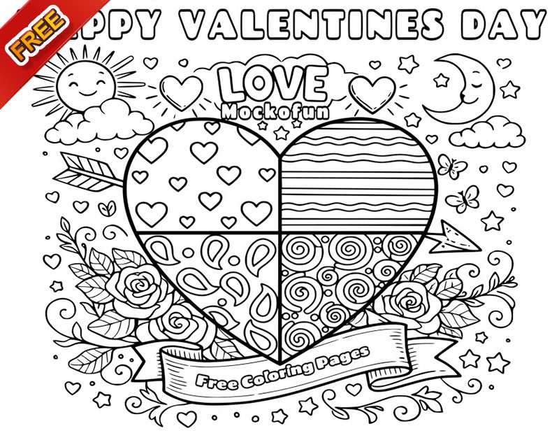 Heart Coloring Pages 🧡 - MockoFUN