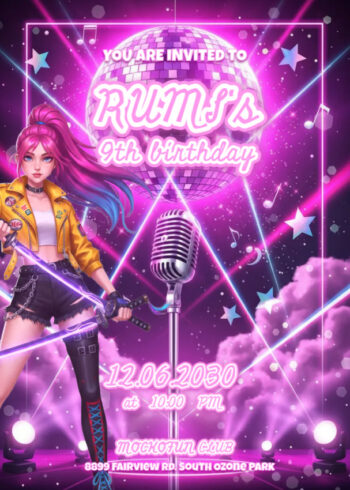 Kpop Demon Hunters Birthday Invitation